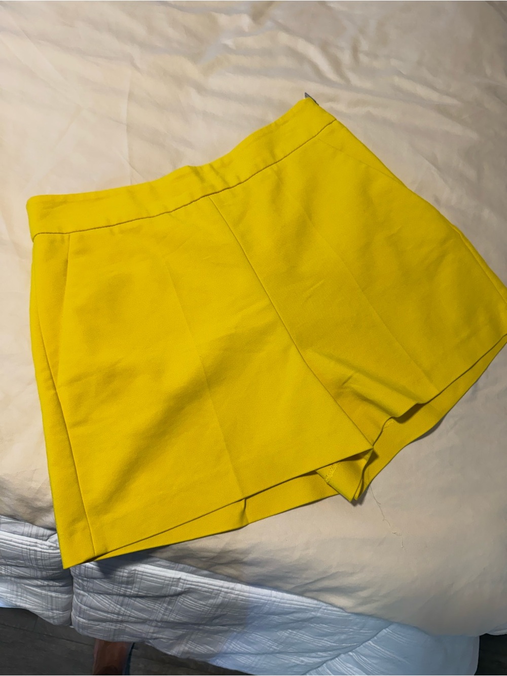 Zara Yellow High-Waist Tailored Shorts